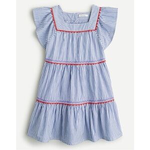 J CREW CREWCUTS Girls' flutter-sleeve cotton dress with rickrack trim Size 10